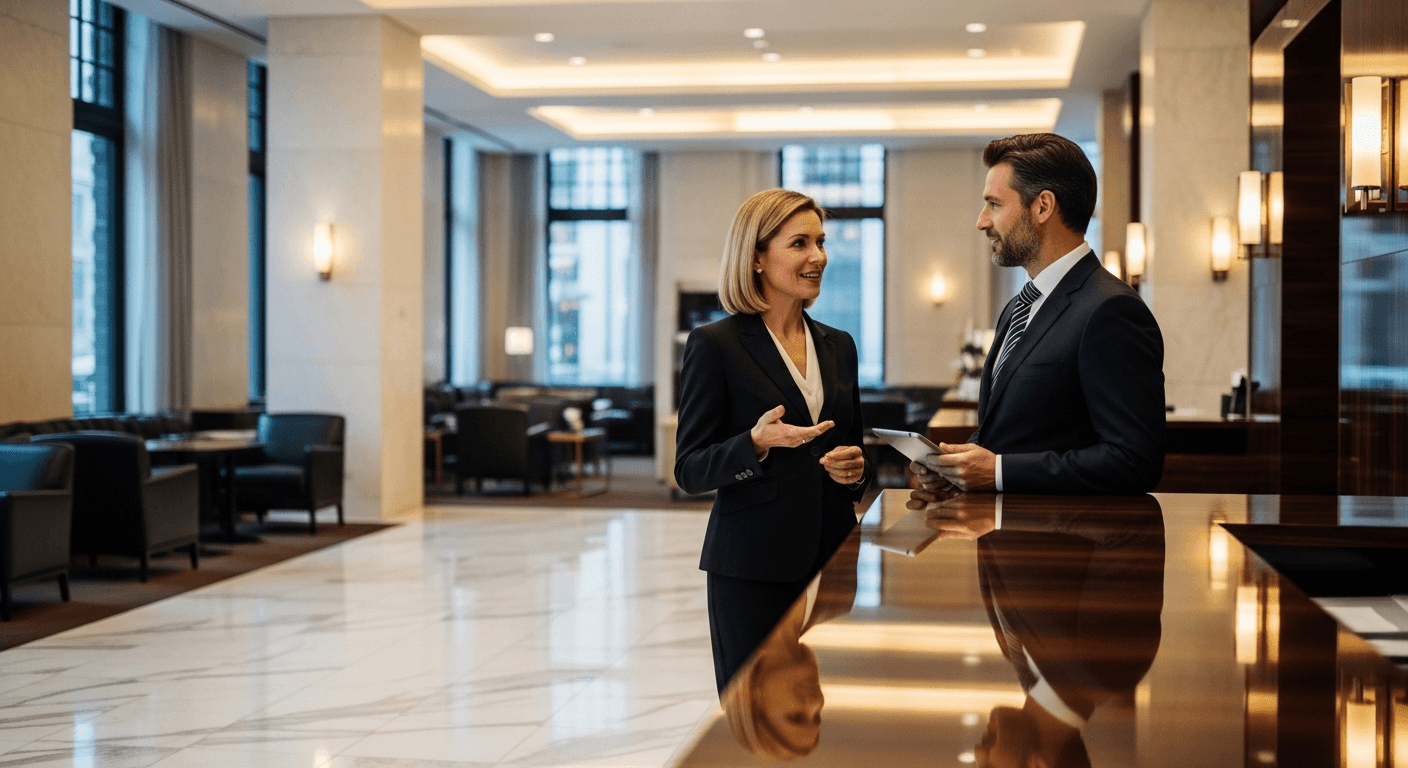 Banking professionals in discussion